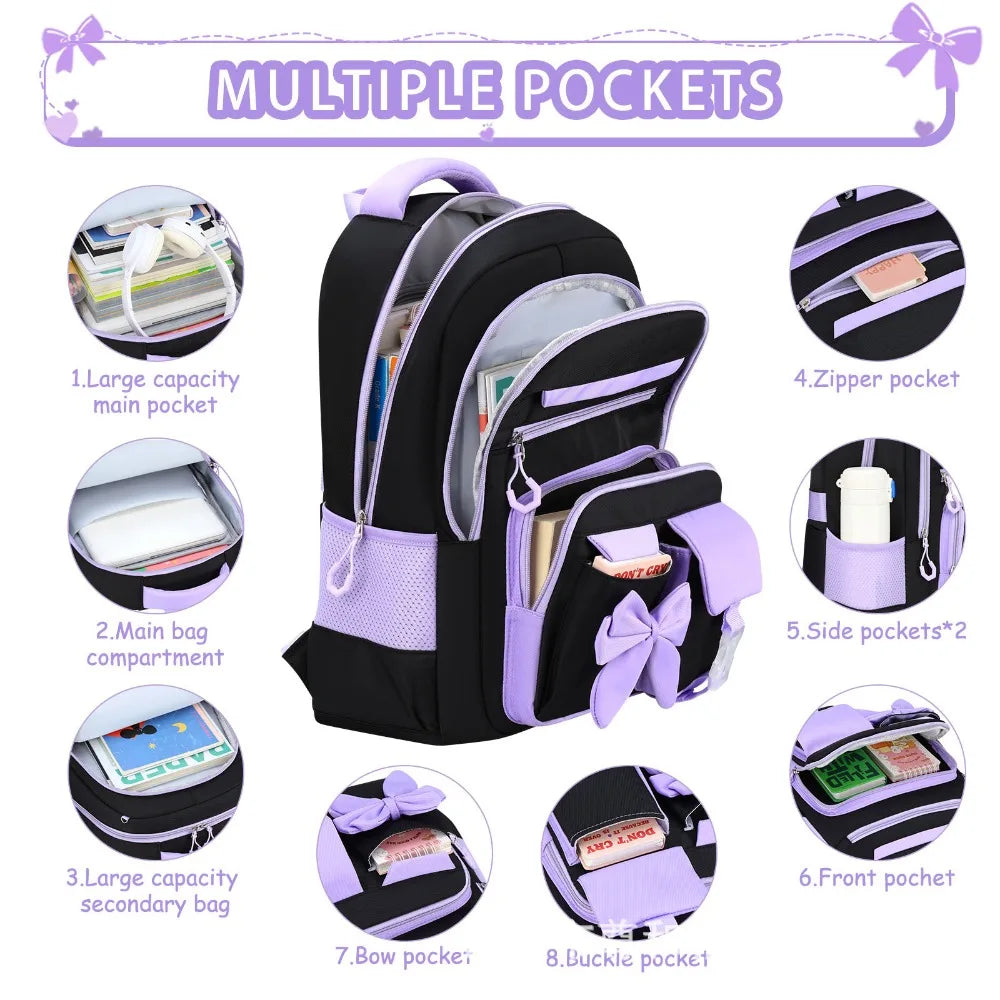 Bow-Knot School Backpack – Bag & Matching Set Options