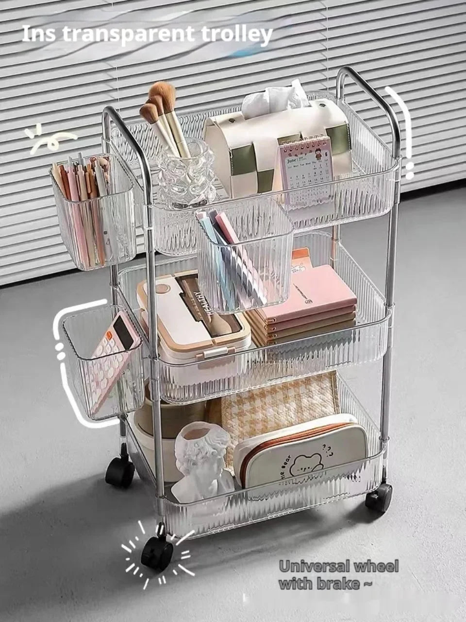 Acrylic Rolling Storage Cart — 2/3/4 Tier Organizer Trolley for Kitchen, Bathroom & Office