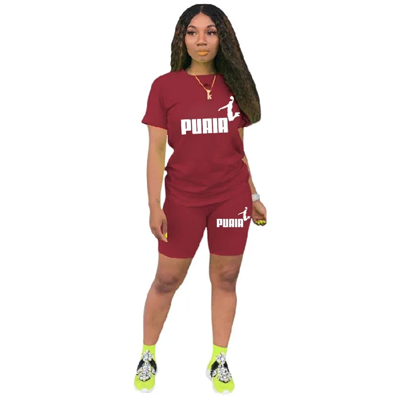 Women's Summer Two-Piece Tracksuit Set – O-Neck T-Shirt & Shorts Casual Daily Wear 2026