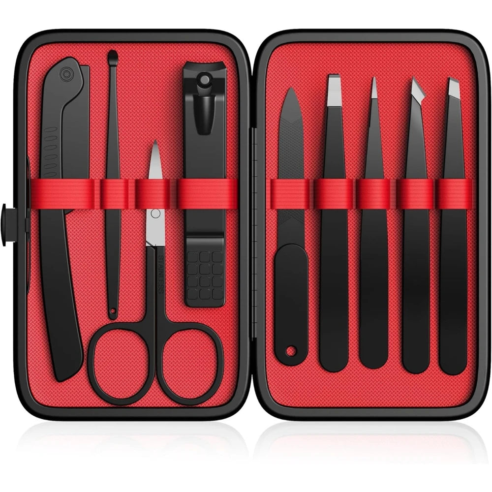 7-9 Piece Precision Manicure Nail Clipper Set — Stainless Steel in Leather Case