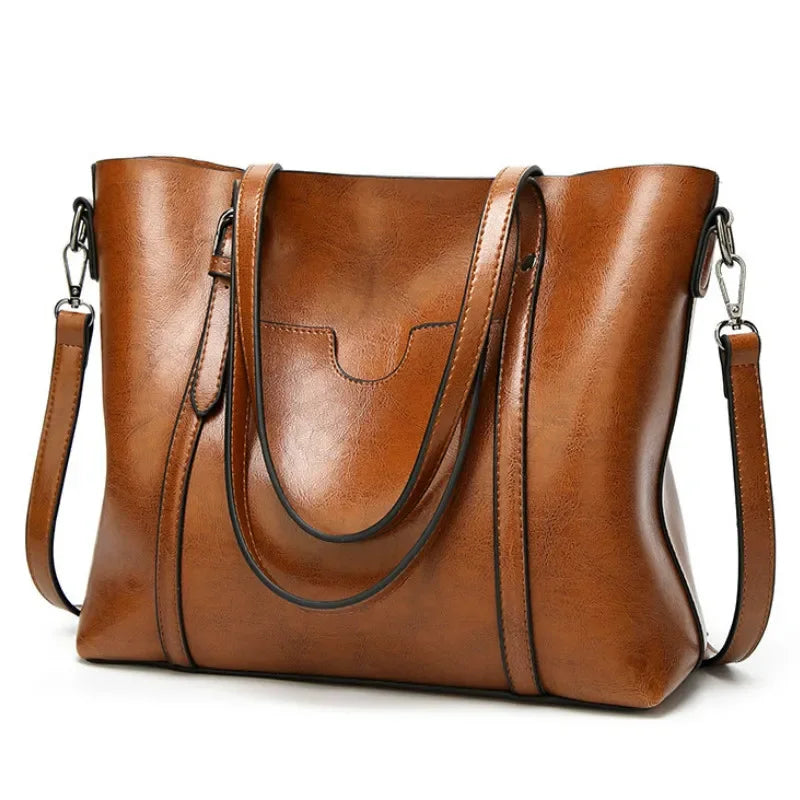 Vintage Oil Wax TPU Shoulder Bag – Hard Shell Tote Crossbody Satchel for Women