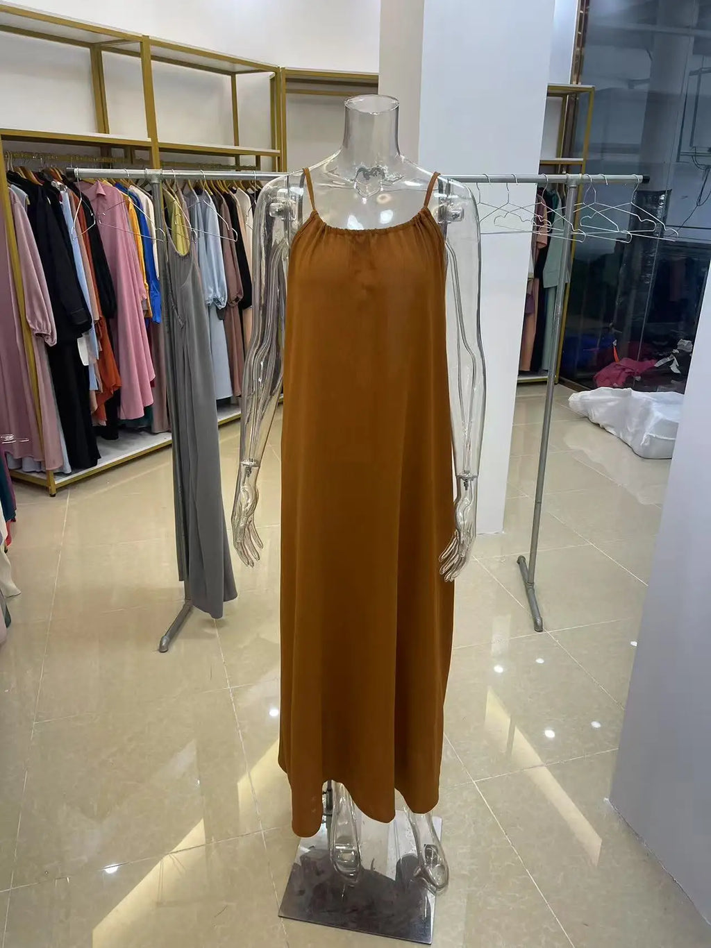 Women's Strapless Backless Loose Maxi Dress – Comfortable Sleepwear & Casual Home Dress