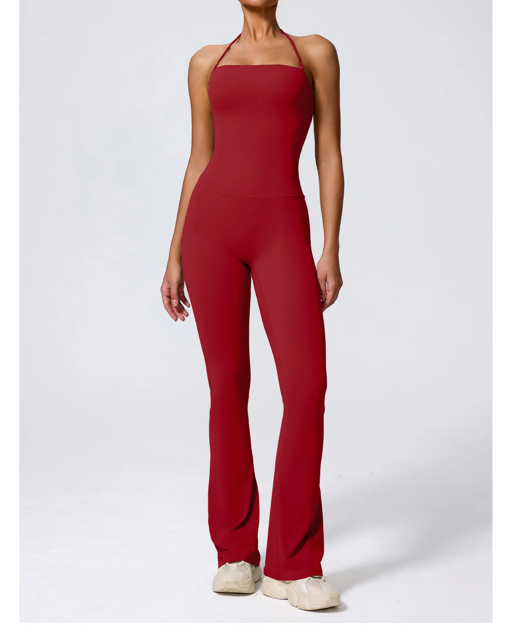 Women's Sleeveless Yoga Jumpsuit – Gym Flared Overalls Neck-Hanging Backless Sportswear