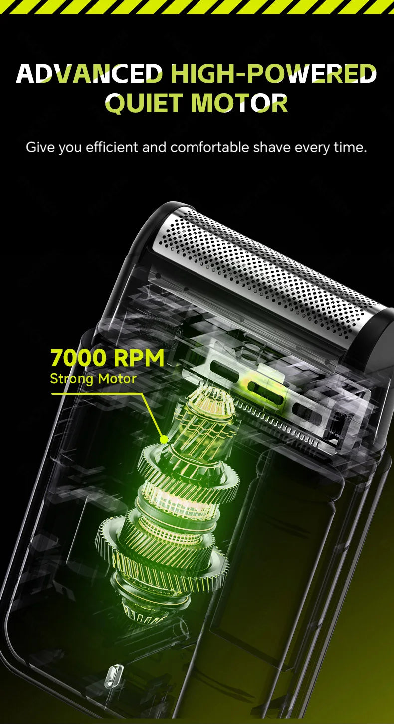 Compact Foil Electric Shaver — Pop-Up Precision Trimmer, Type-C Charging, 7000RPM