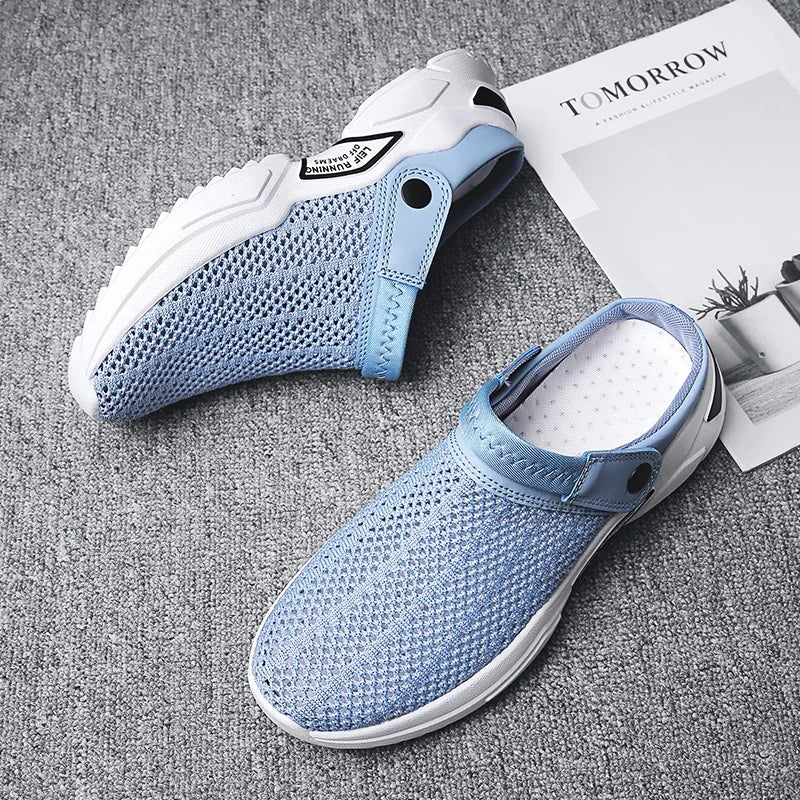 Men's Orthopedic Mesh Sandal Slippers – Hollow Out Breathable Diabetic Walking Shoes with Arch Support