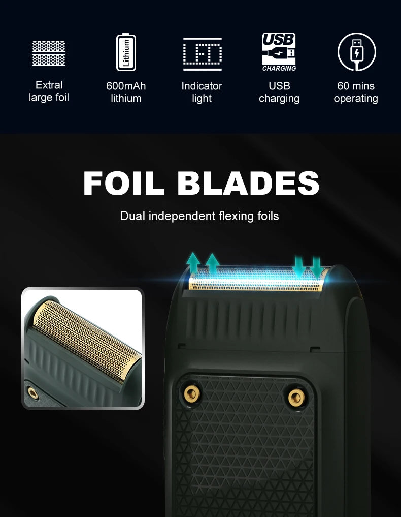 VGR V-353 Electric Shaver – Foil Razor, Pop-Up Trimmer, LED Display, 60-Min Runtime