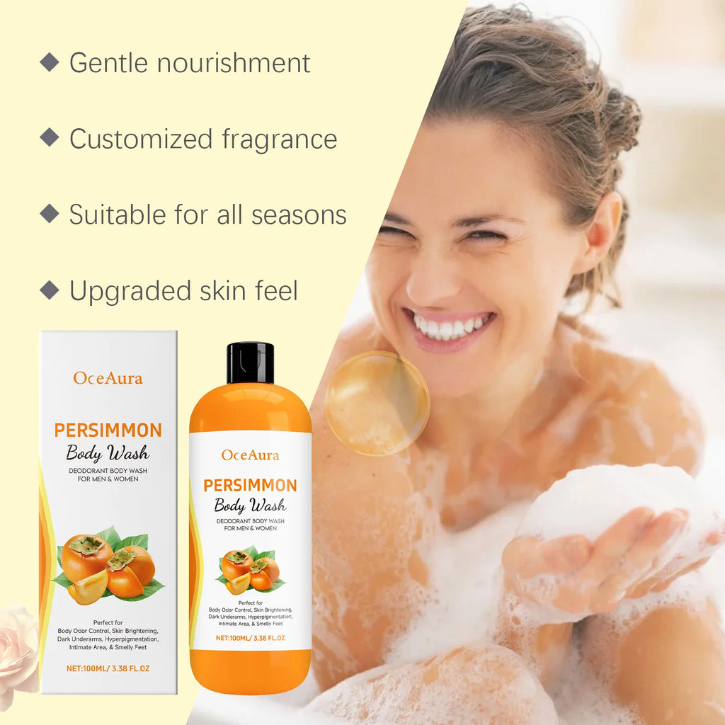 Persimmon Body Wash Gel — Gentle Cleansing, Moisturizing & Body Odor Remover Shower Gel 100ml