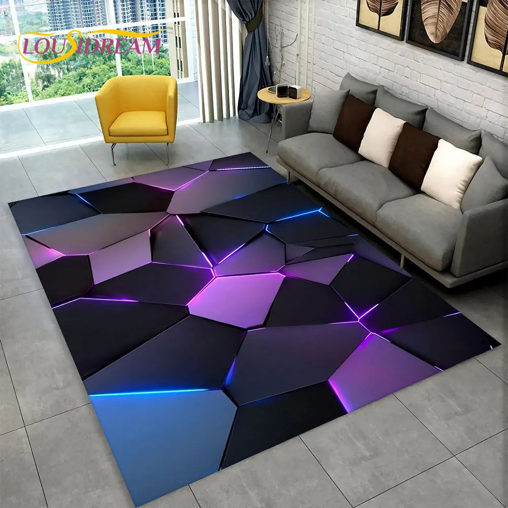 3D Geometric Illusion Area Rug – Non-Slip Modern Carpet for Living Room & Bedroom