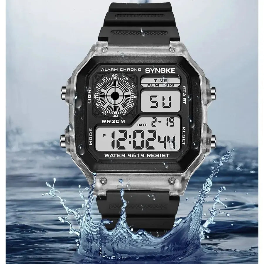 SYNOKE Digital Sport Watch | Luminous Multifunction Waterproof Seven Color LED Wristwatch