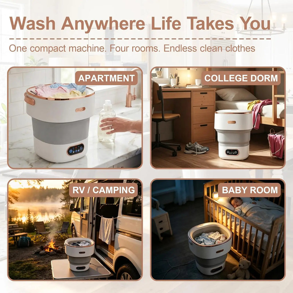 Portable Washing Machine 16L | Foldable Mini Washer & Spin Dryer Combo, 3 Modes, 120V, RV, Camping, Dorm & Apartment