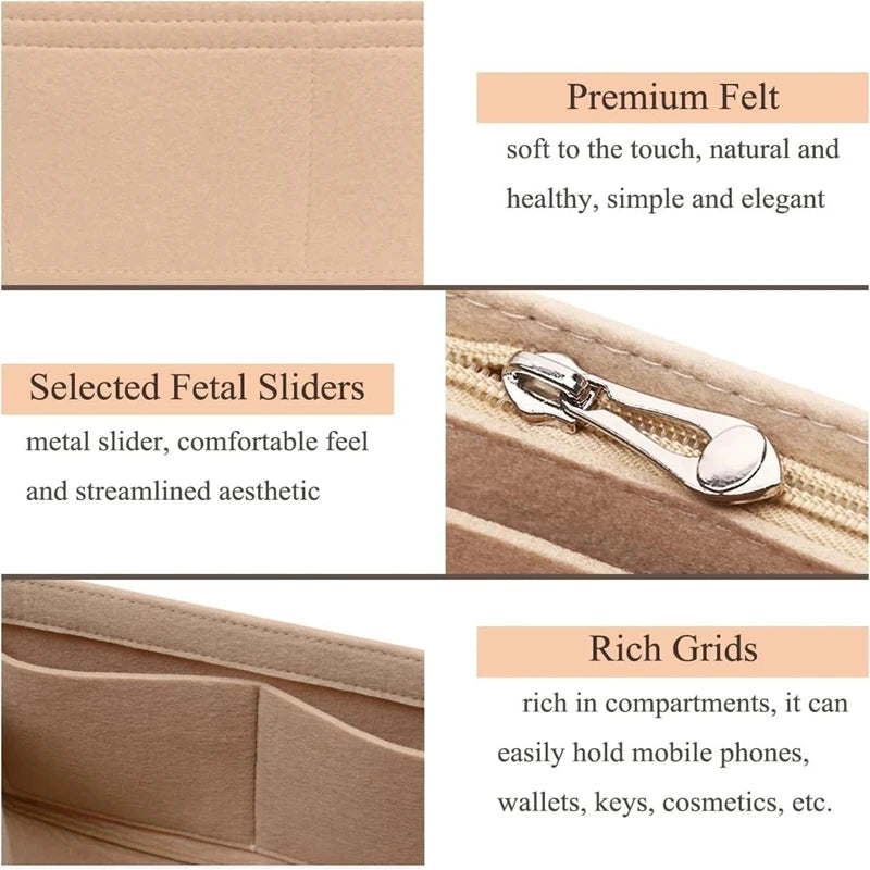 Bag Organizer Insert for Longchamp Small Tote – Inner Liner Handbag Organizer, Mini Size