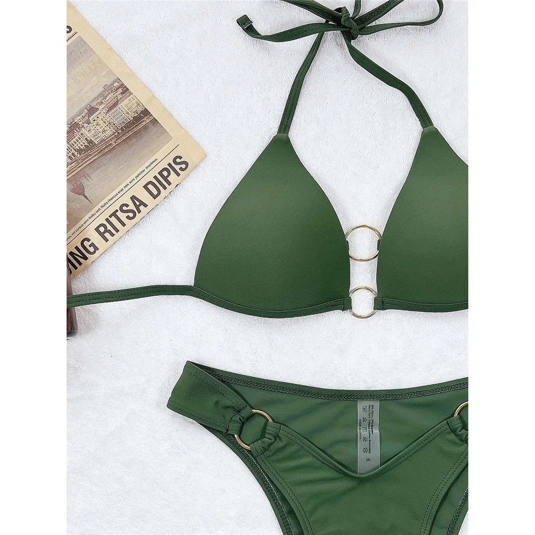 Sexy Halter Push Up Bikini Set — Two-Piece Swimsuit with Bra Cup