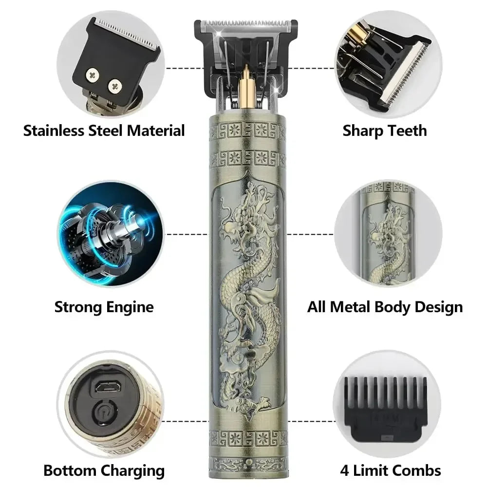 T9 Professional Hair Clipper & Beard Trimmer – Wet/Dry, USB Fast Charge, 90-Min Runtime, CE
