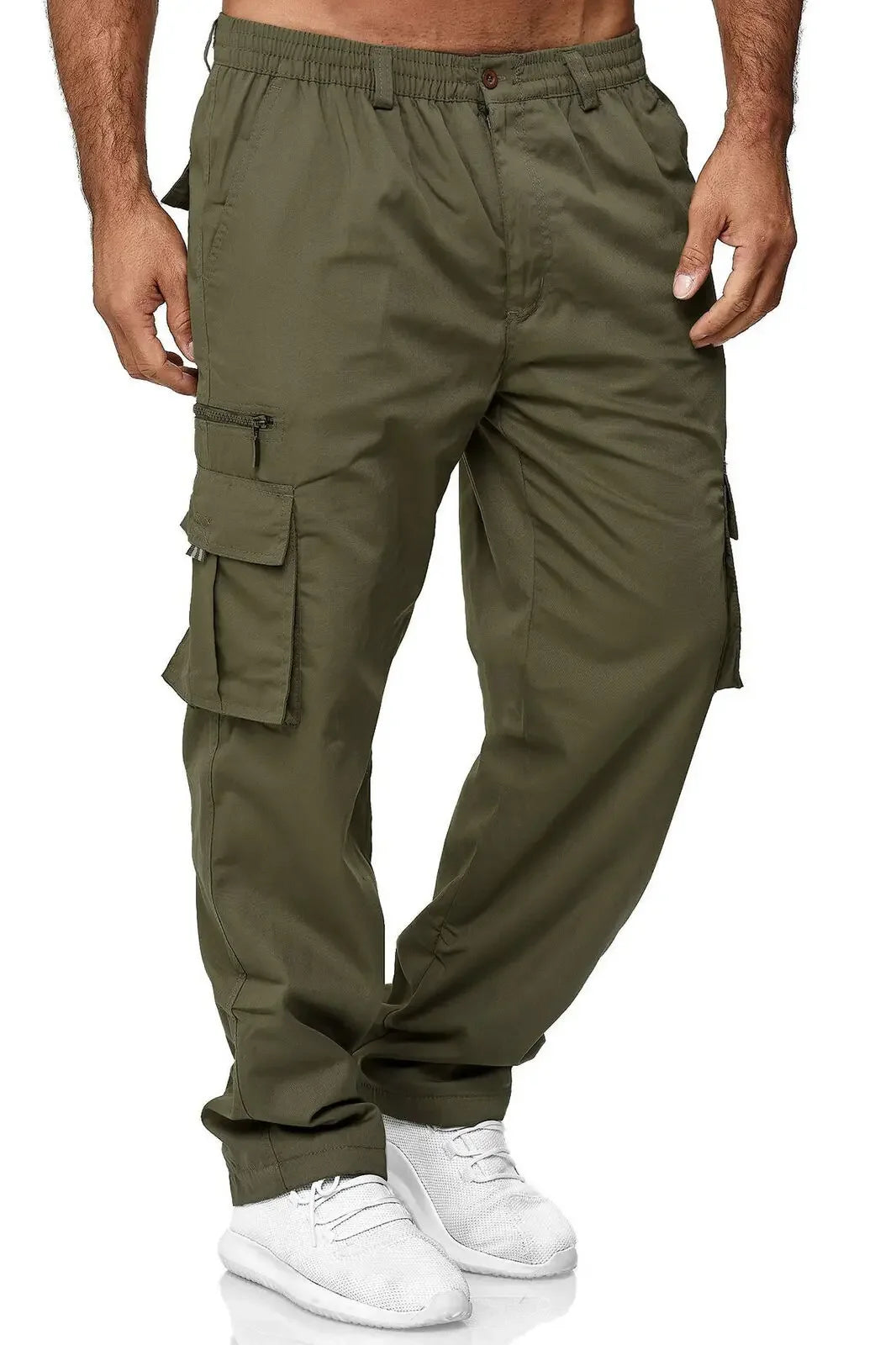Men's Multi-Flap Pocket Straight Pants — Utility Casual Trousers