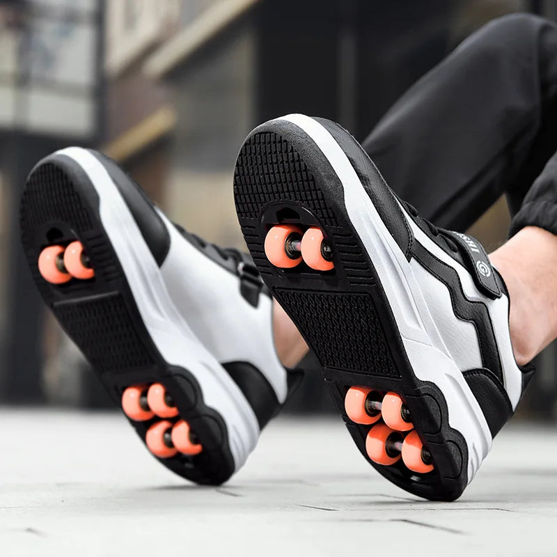 6-Wheel Children's Roller Skate Shoes – 2-in-1 Detachable Wheel Skating Parkour Racing Sneaker