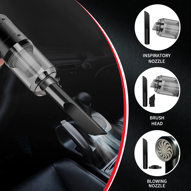 Cordless Car Vacuum Cleaner – 15,000Pa, 4 Nozzles