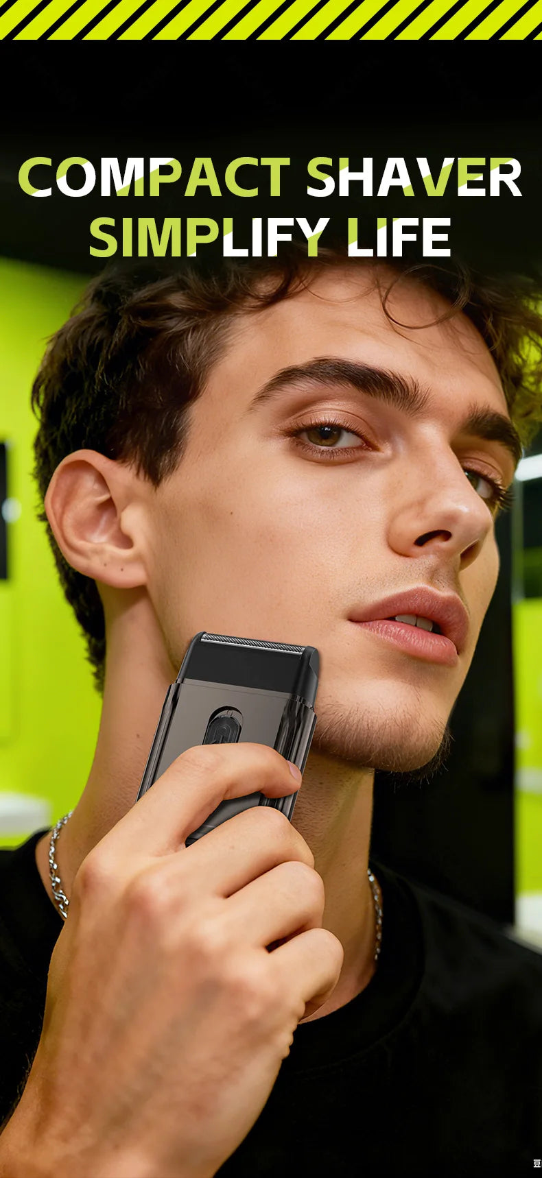 Compact Foil Electric Shaver — Pop-Up Precision Trimmer, Type-C Charging, 7000RPM