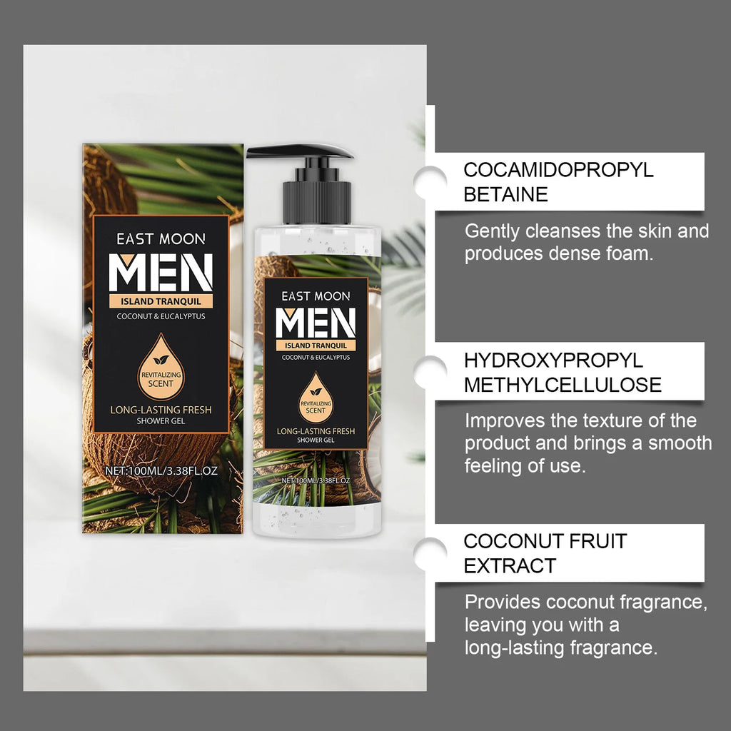 Men's Lasting Fragrance Shower Gel 100ml – 4 Scents, Deep Cleansing & Natural Plant Extract