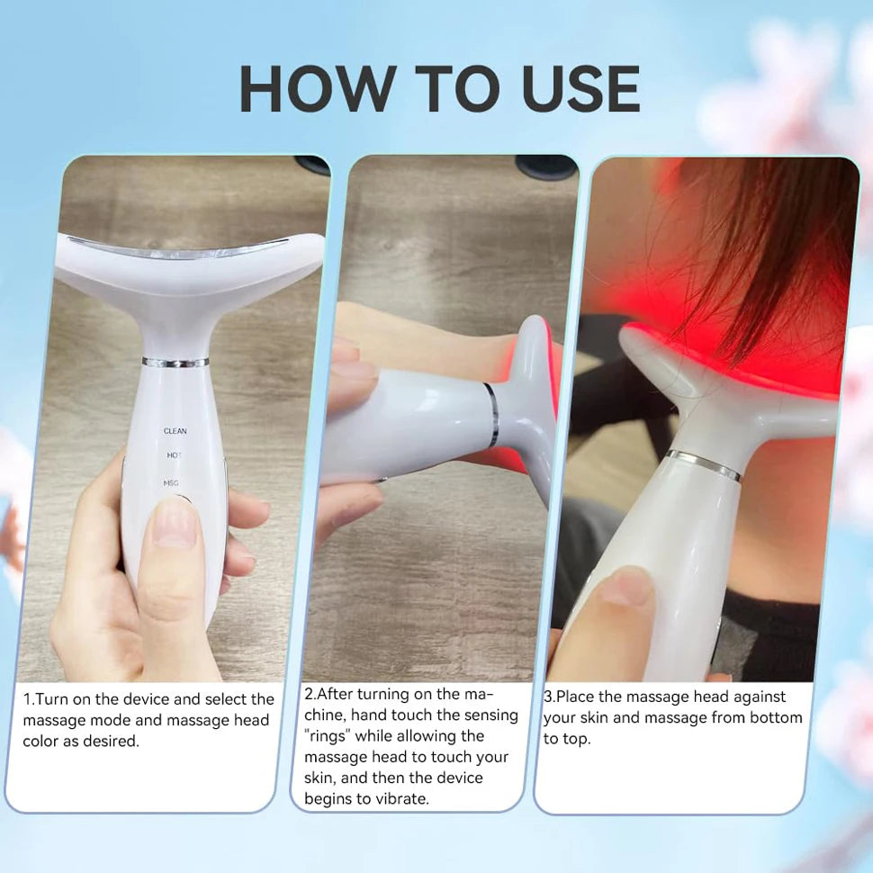 7-Color LED Neck & Face Lifting Massager – Microcurrent, 45° Heat Therapy & Anti-Wrinkle Beauty Device