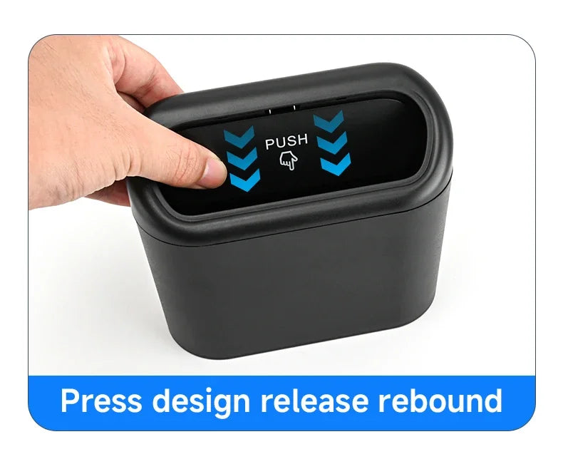 Small Car Trash Can with Lid – Square ABS Waste Bin