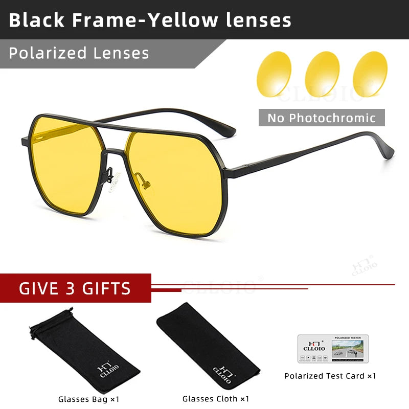 CLLOIO Anti-Glare Day & Night Vision Sunglasses | Polarized Photochromic UV400 Driving Glasses