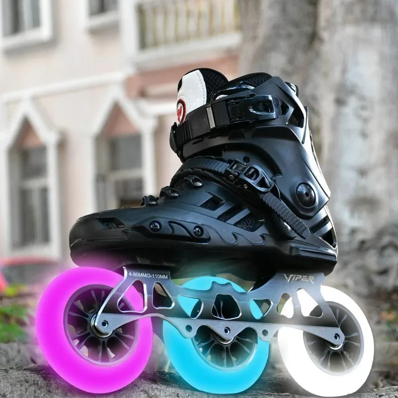 Big Wheel 3-Wheel Speed Roller Skates – Adult Professional Racing Inline Flat Skates