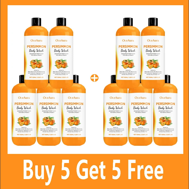 Persimmon Body Wash Gel — Gentle Cleansing, Moisturizing & Body Odor Remover Shower Gel 100ml