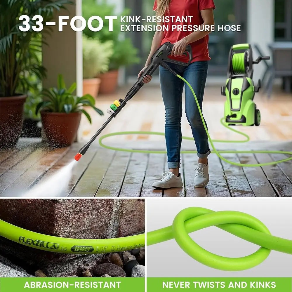 Electric Pressure Washer – 33-Foot Hose & Foam Cannon