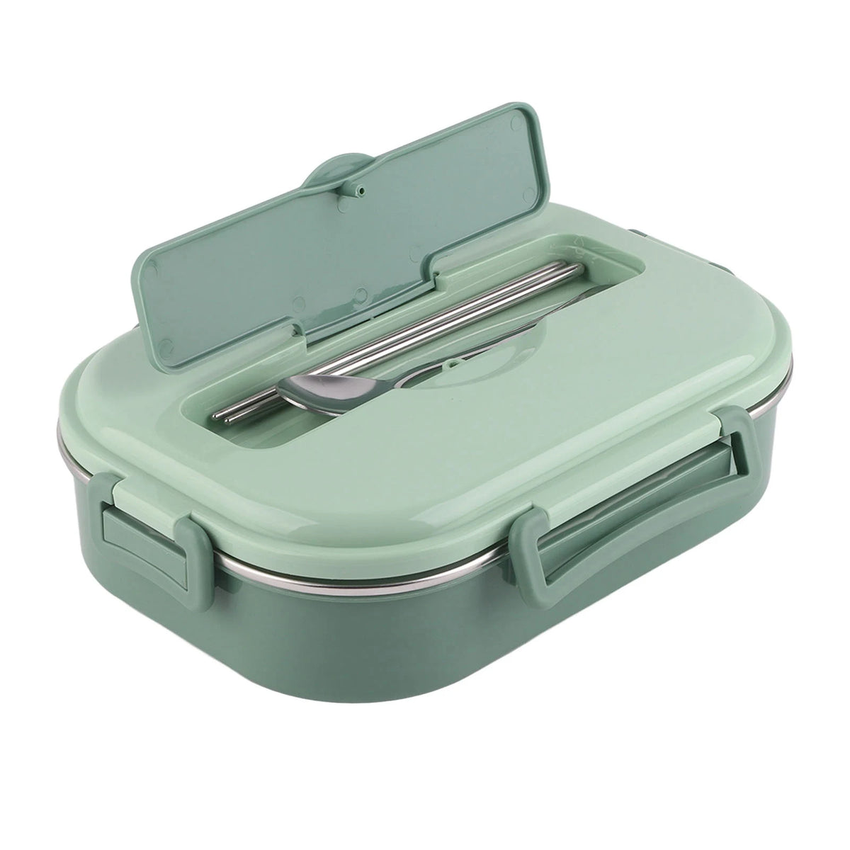 1500ml 4-Compartment Bento Lunch Box – Stainless Steel