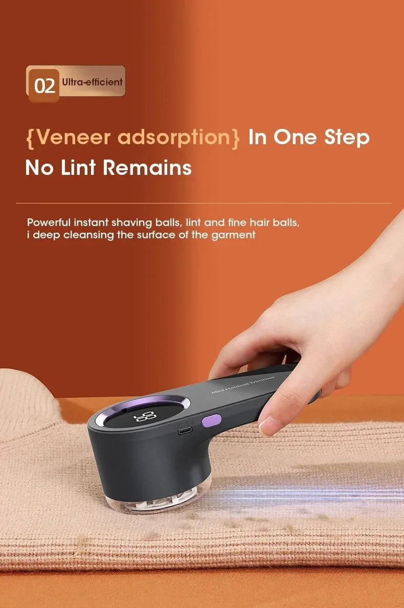 Electric Lint Remover & Fabric Shaver — LED Display, Rechargeable Fuzz & Pill Remover