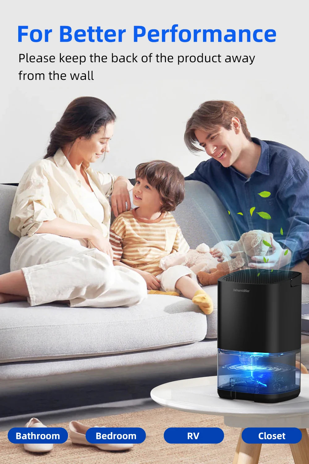 Portable Dehumidifier 1000ml — Compact Electric Moisture & Mold Remover for Home, Office & RV