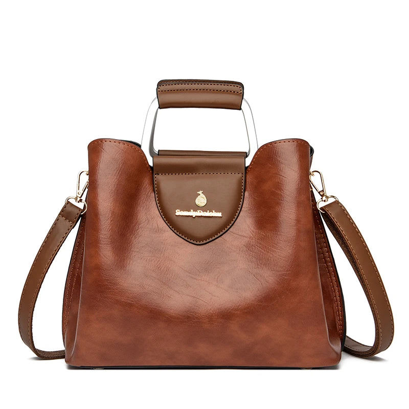 Genuine Leather Luxury Tote Shoulder Bag – High Quality Designer Crossbody Handbag for Women