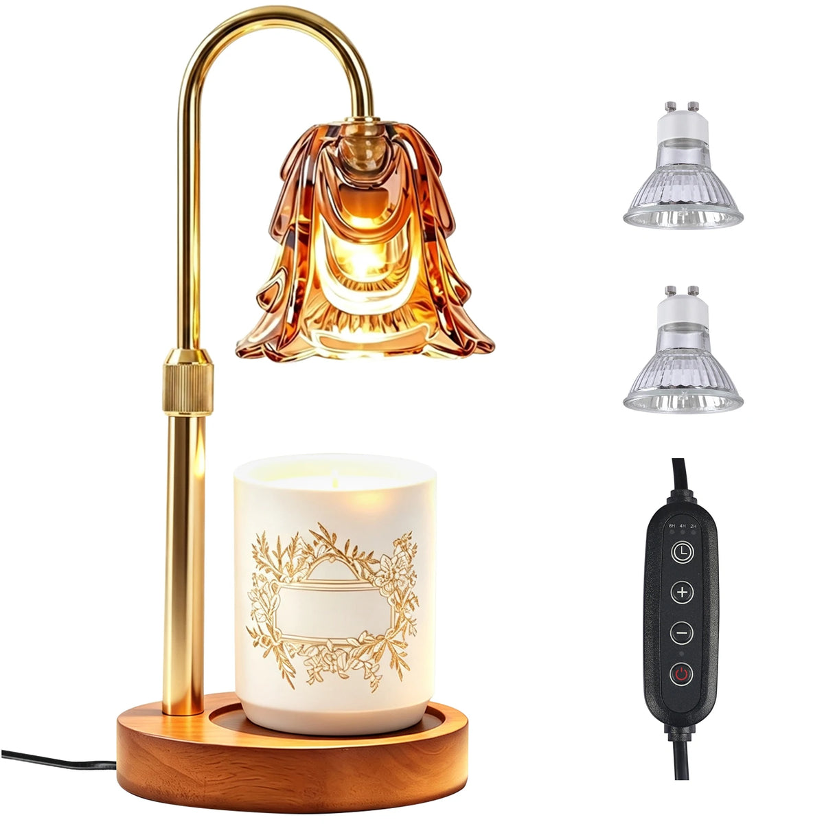 Gold Floral Candle Display – Decorative Tabletop Accent