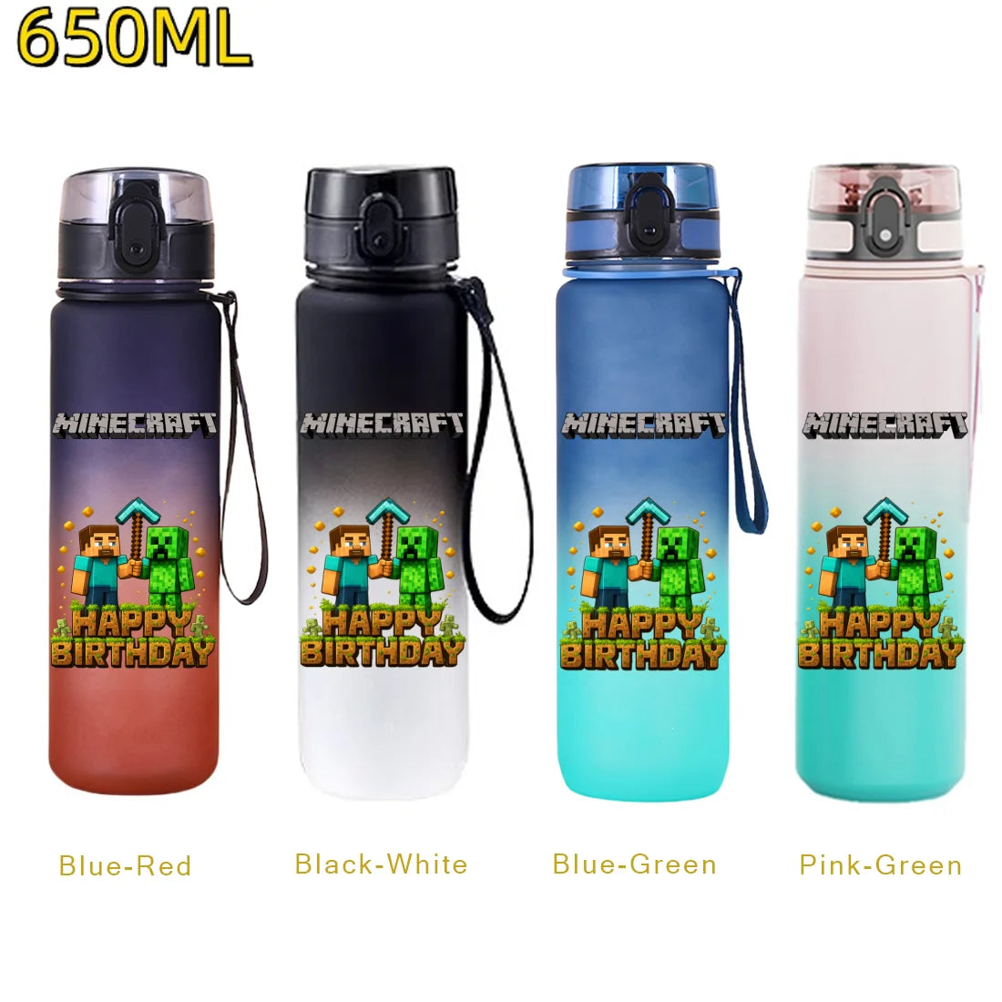 650ml Gradient Color PC Sports Water Bottle with Handle – Leakproof Shaker Bottle for Fitness, Travel & Office