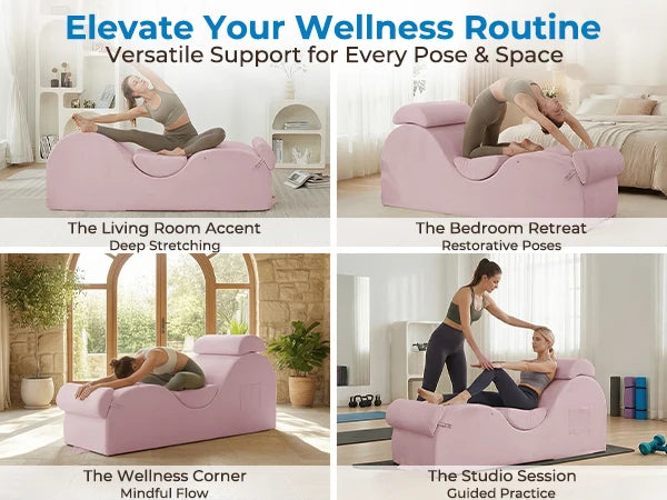 Velvet Yoga Chaise Lounge with Adjustable Footrest