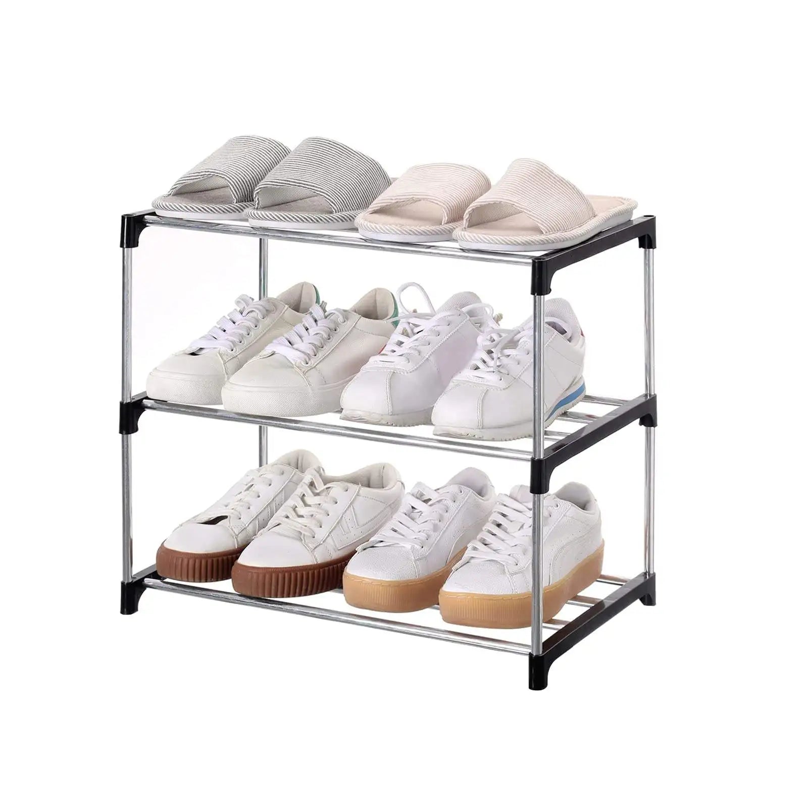 3-Layer Modular Plastic Shoe Rack — Space-Saving Entryway