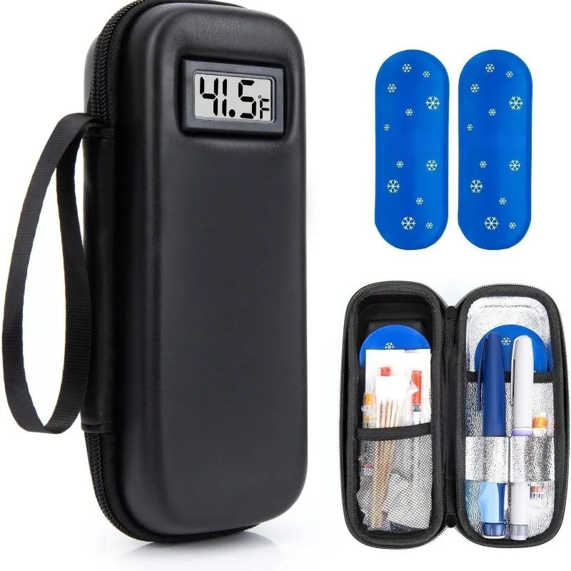 Insulin Cooler Travel Case with Thermometer Display – Waterproof Diabetic Medicine Organizer Bag
