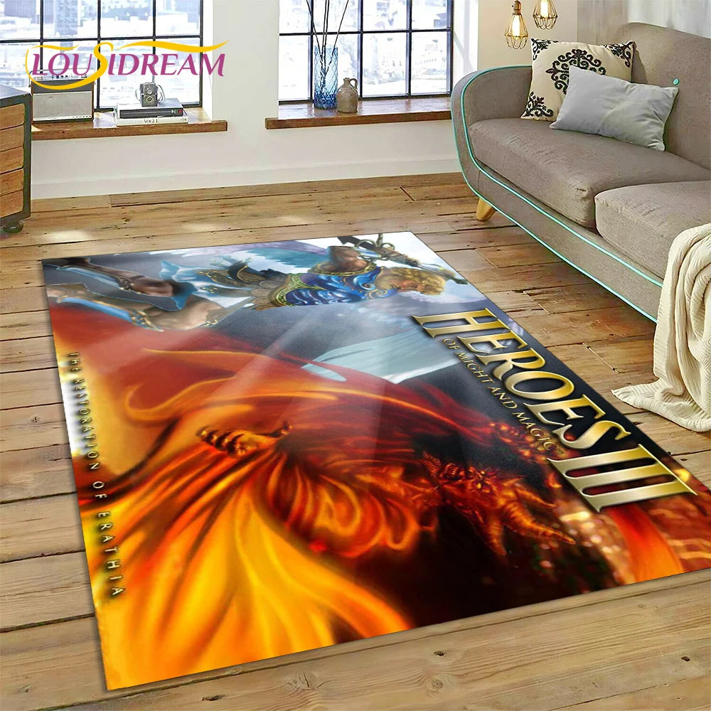 Heroes of Might & Magic Retro Gaming Rug – Non-Slip Floor Mat for Living Room, Bedroom & Sofa, 27 Designs & 9 Sizes