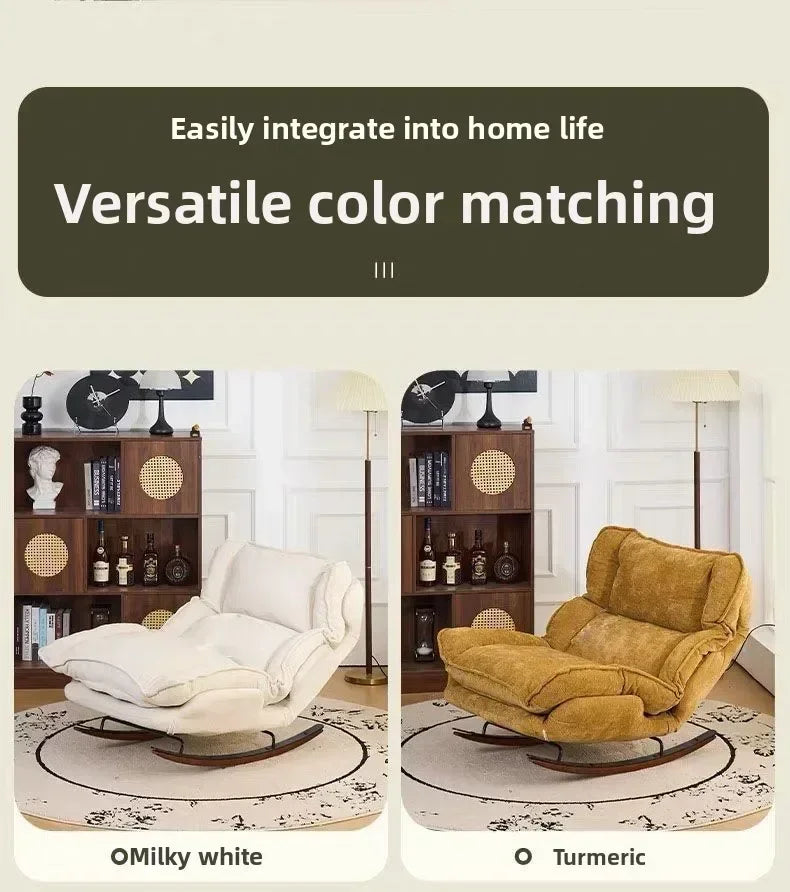 Adjustable Folding Rocking Chair with Cushioned Seat