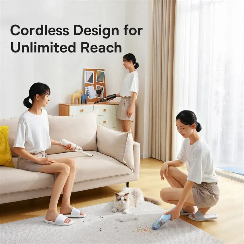Baseus Mini Handheld Car Vacuum – 6000Pa Powerful Suction, Blow & Vacuum 2-in-1 for Car, Home & Office