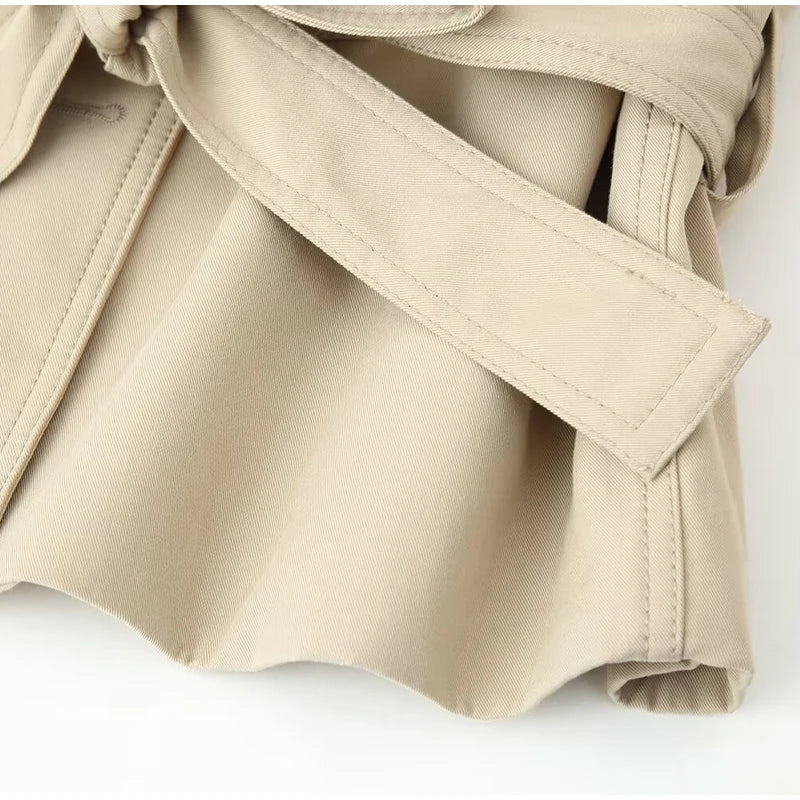Women's Double-Breasted Cropped Trench Coat – Chic Vintage Office Jacket