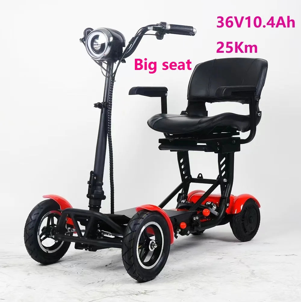 4-Wheel Mobility Scooter for Seniors, Foldable Electric Travel Scooter