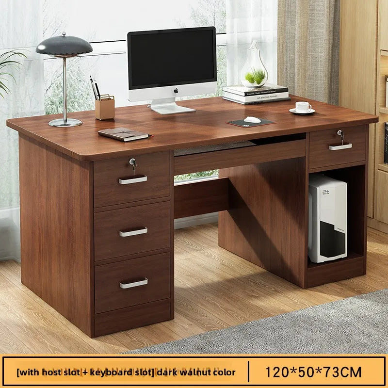 Modern Minimalist Writing & Computer Desk — Durable Wood Office Desk in Oak & Dark Walnut