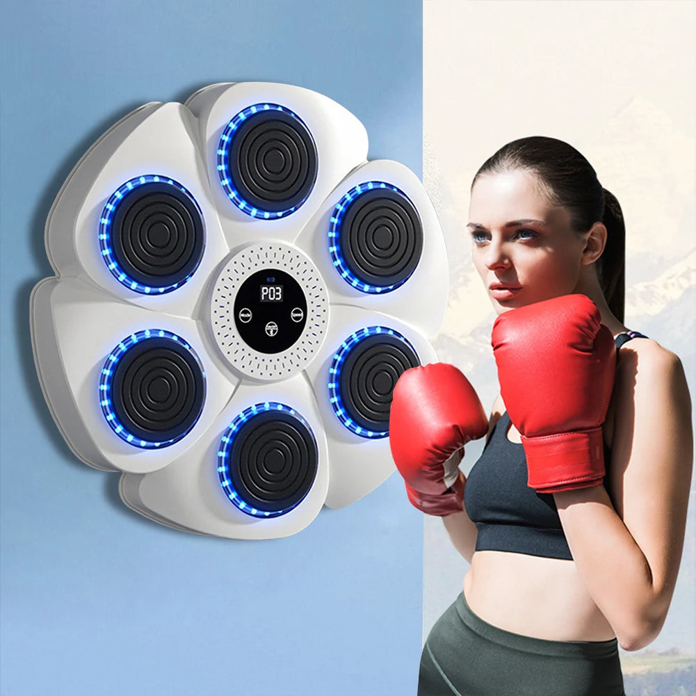 Smart Music Boxing Machine – RGB LED Reaction Wall Target with Bluetooth, Gloves Included