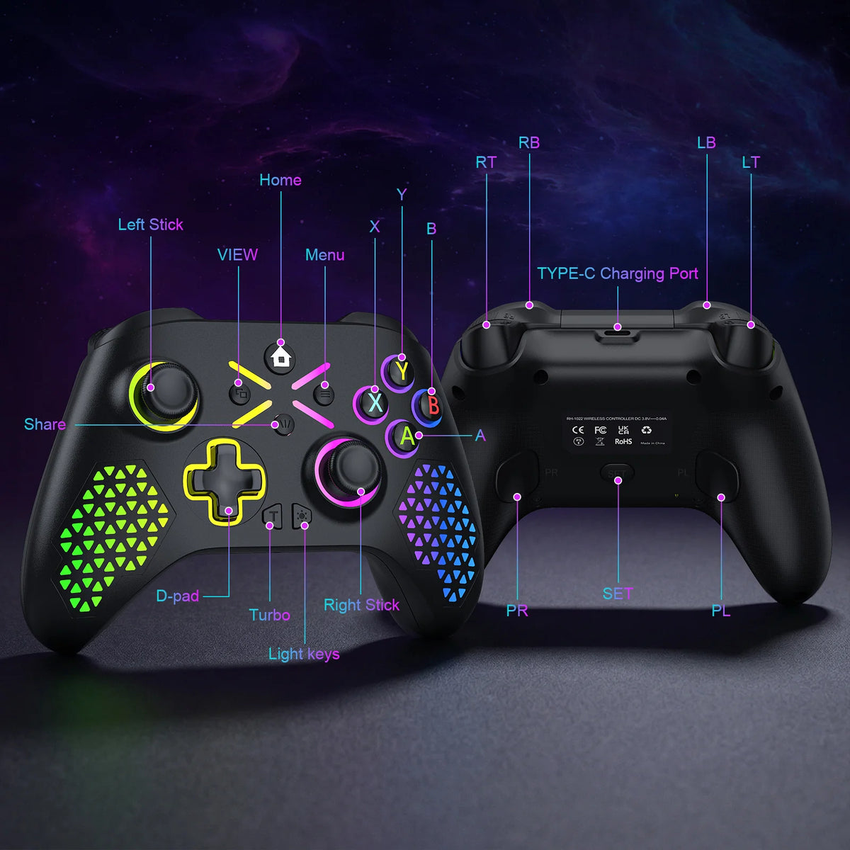 Wireless Xbox Gamepad – 2.4G, Dual Vibration, 6-Axis Gyroscope for Xbox One/S/X, Win 7/8/10
