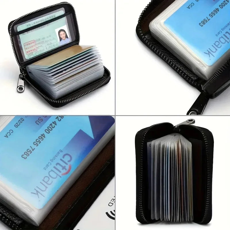 RFID Blocking Slim Card Holder Wallet – Minimalist Zipper Coin Pocket for Men & Women