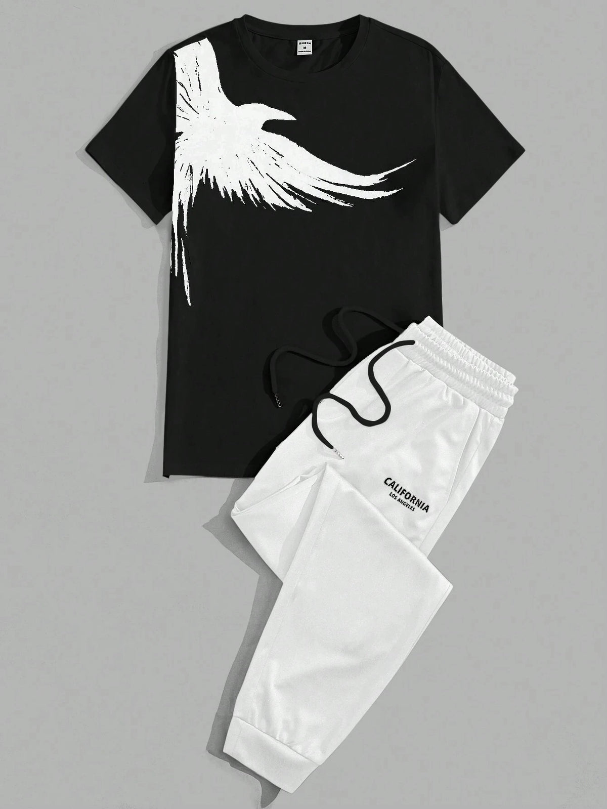 Men's Eagle Print T-Shirt & Shorts Sport Set – Casual 2-Piece Leisure Outfit