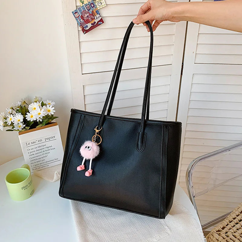FXZLLQ Korean Style PU Leather Underarm Tote Shoulder Bag – Versatile Casual Handbag for Women Daily Use