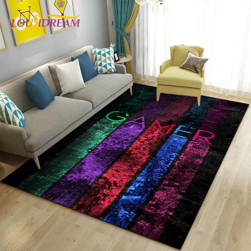 3D Cartoon Gamer Game Controller Area Rug,Carpet Rug for Living Room Bedroom Sofa Doormat Decoration,Kid Play Non-slip Floor Mat