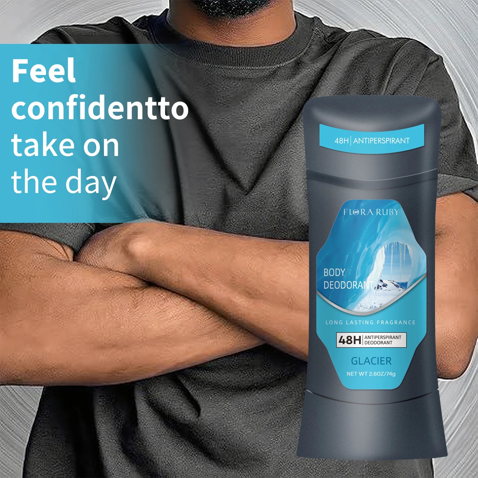Men’s 72-Hour Odor Control Deodorant Stick 74g – Glacier Scent Antiperspirant Body Care